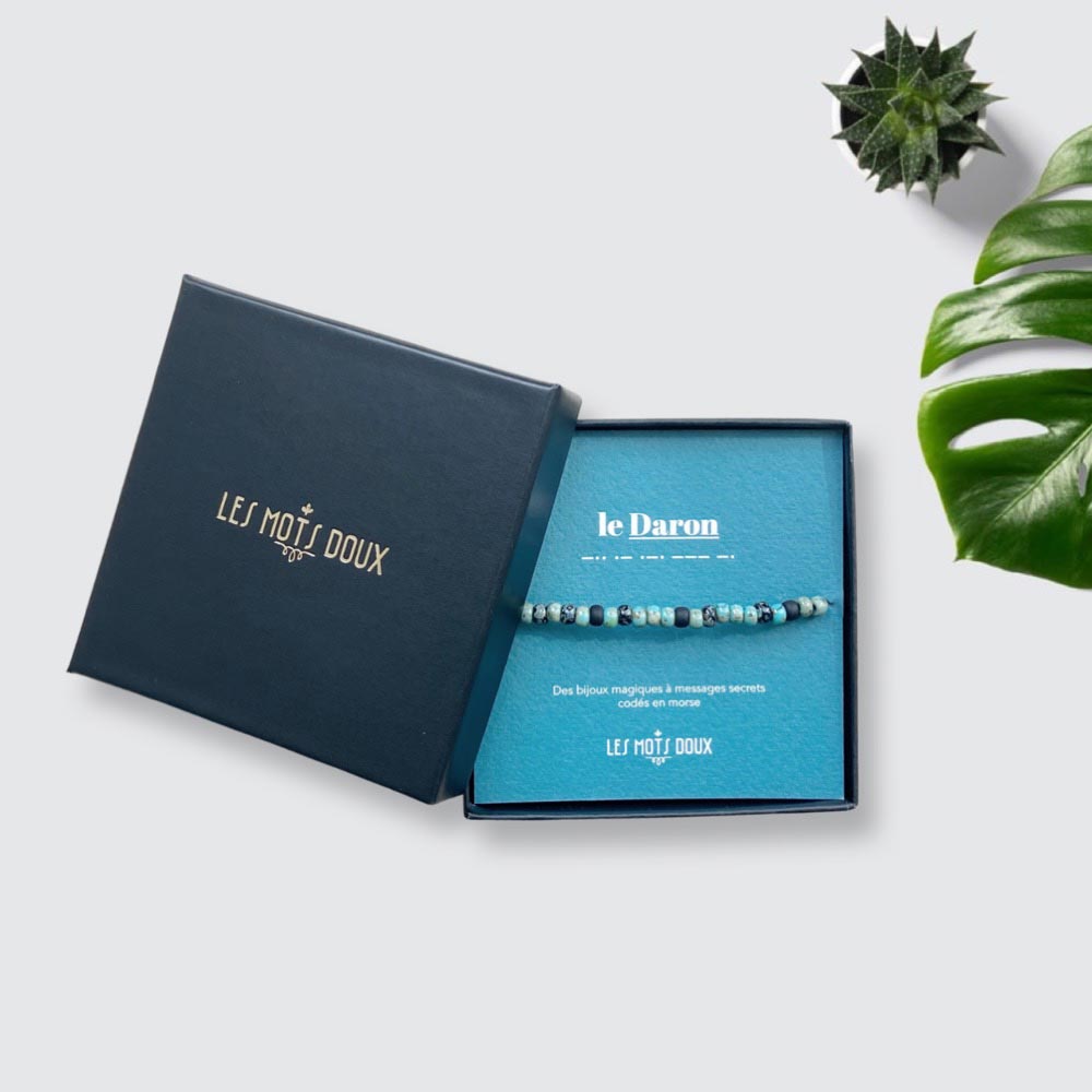 Bracelet Homme Mot Morse Daron et Pierres Fines
