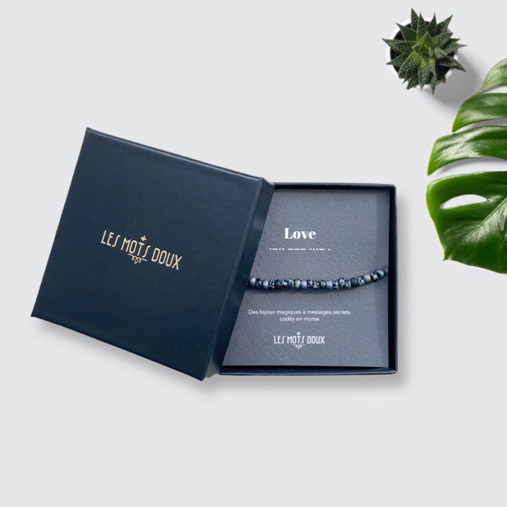 Bracelet Homme Mot Morse Love et Pierres Fines