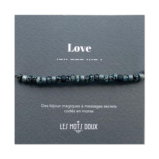 Bracelet Homme Mot Morse Love et Pierres Fines