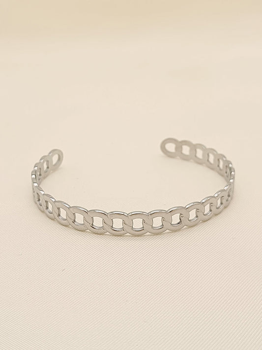 Bracelet Jonc Mailles Acier Inoxydable vu de face