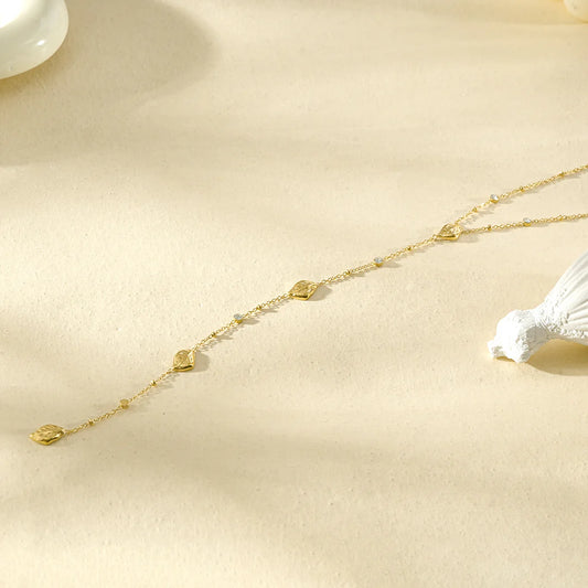 Collier Cravate Feuilles - Doré