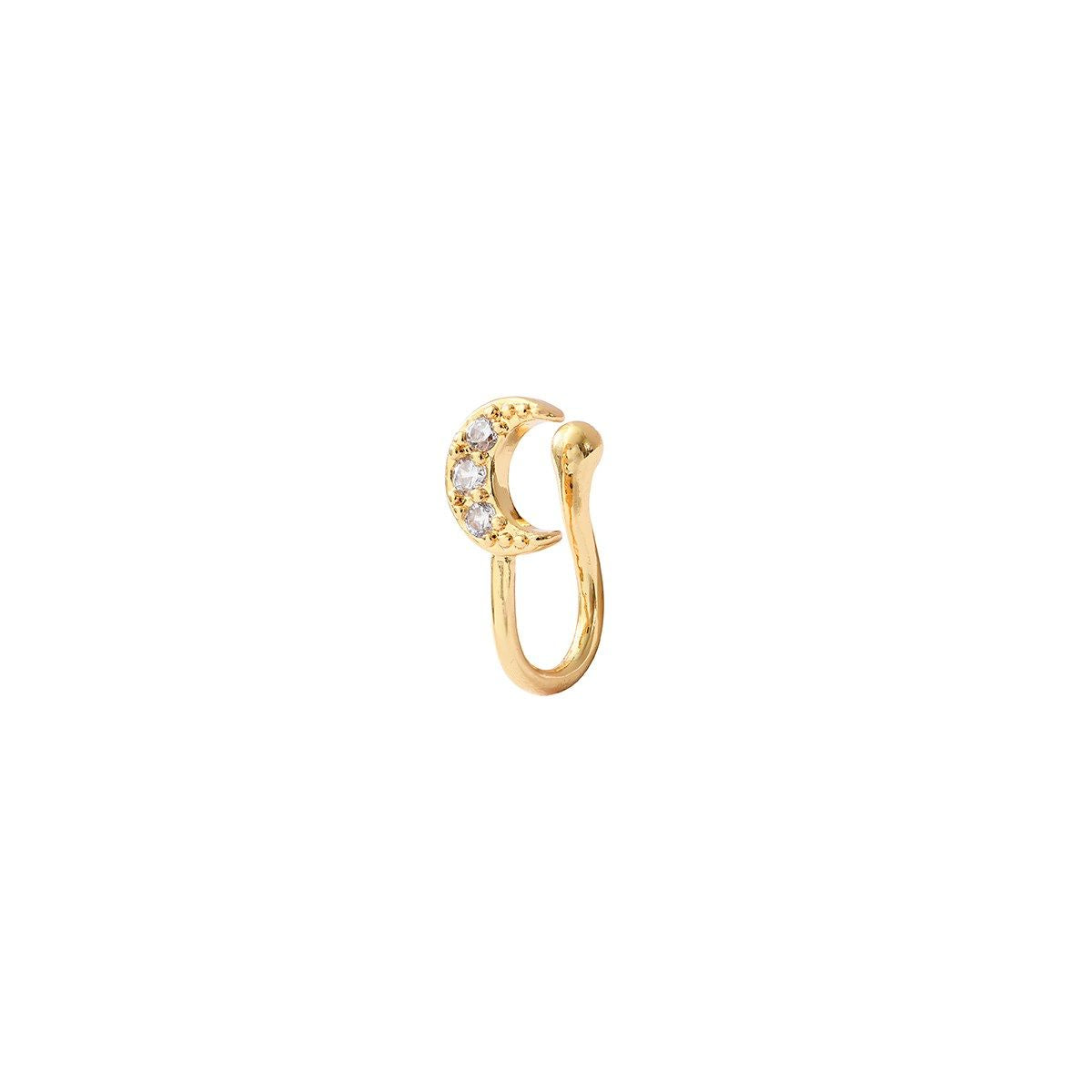 Bague d'Oreille et Nez Earcuff Lune Zircons