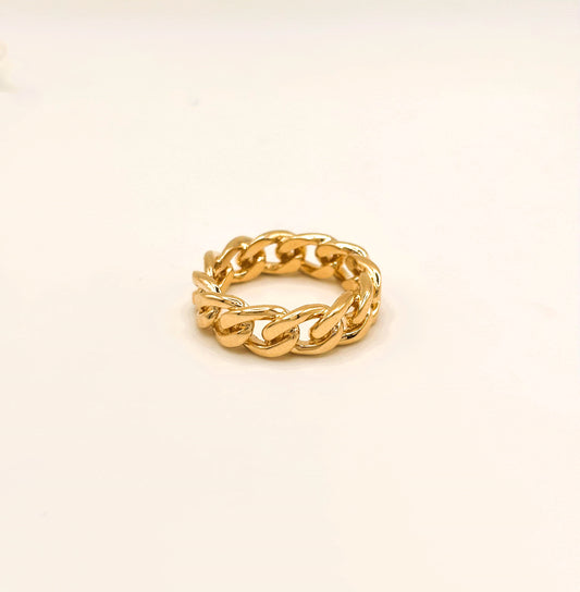 Bague Maille Épaisse Plaqué Or vu de face