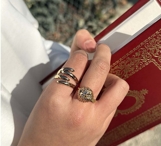 Bague Ouverte 4 Griffes Plaqué Or Porté