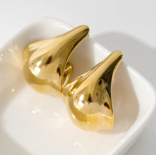 Boucles d'Oreilles Gouttes Incurvées Dorées