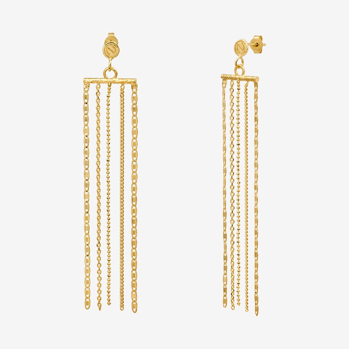 Boucles d'Oreilles Pendantes 5 Chaines Dorées