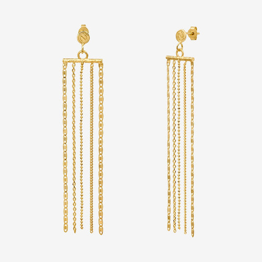 Boucles d'Oreilles Pendantes 5 Chaines Dorées
