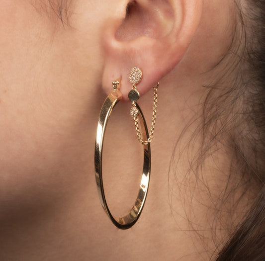 Boucles d'Oreilles Créoles Ovales Plaqué Or Porté