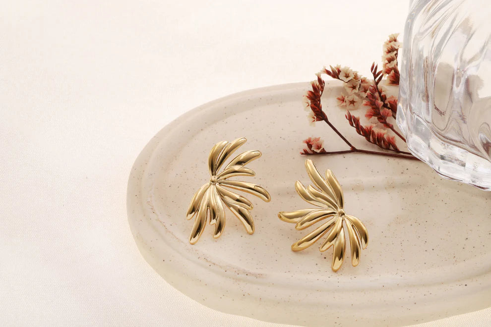 Boucles d'Oreilles Feuillages Dorées