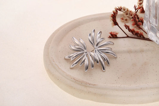 Boucles d'Oreilles Feuillages Argentées