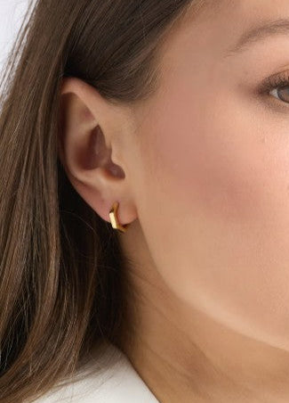 Boucles d'Oreilles Mini Créoles Octogonales Dorées
