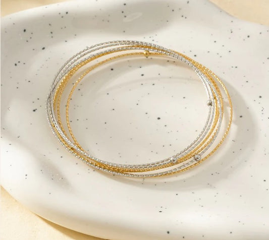 Bracelet Jonc 7 Anneaux - Doré