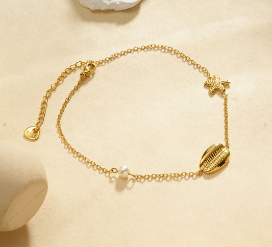 Bracelet de Cheville Coquillage - Doré