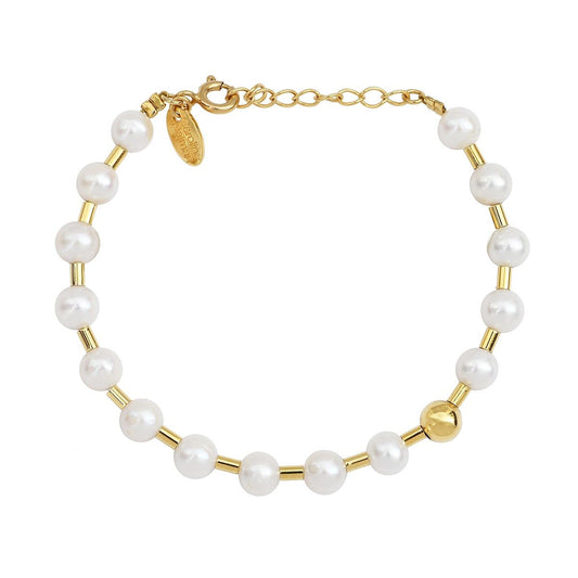 Bracelet Doré et Perles de Culture