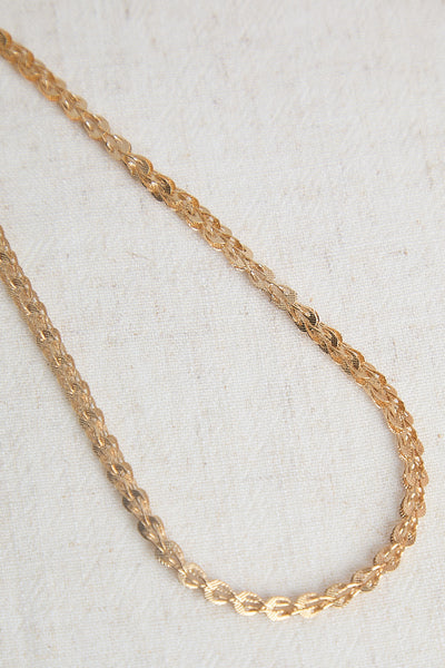 Collier Tour de Cou Mailles Pétales Arrondi Striée Doré