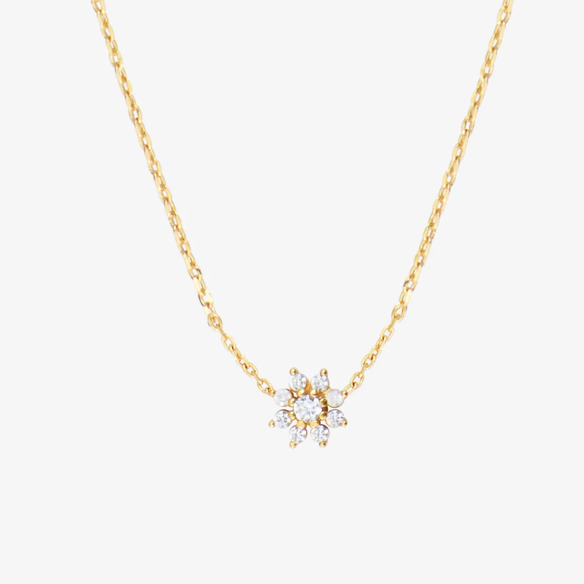 Collier Tour de Cou Pendentif Fleur et Strass Blanc