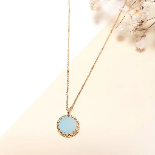 Collier Tour de Cou Pendentif Pierre Fine Amazonite Sertie