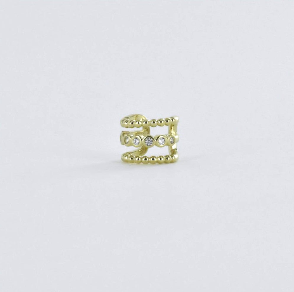 Bague d'Oreille Earcuff 3 Rangs et Strass Blancs