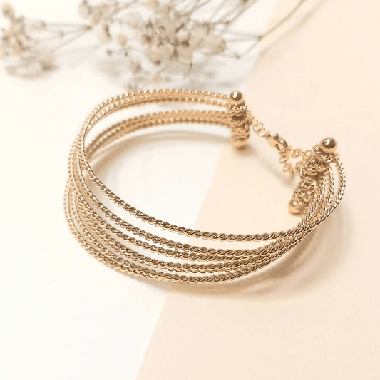 Bracelet Rigide Semainier 7 Anneaux Doré vu de face