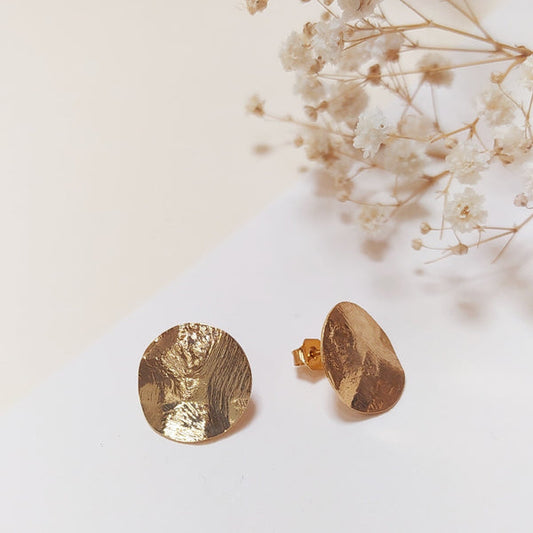 Boucles Petit Disque Martelé Doré