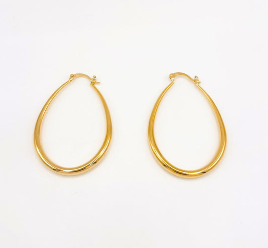 Boucles d'Oreilles Créoles Gouttes Plaqué Or