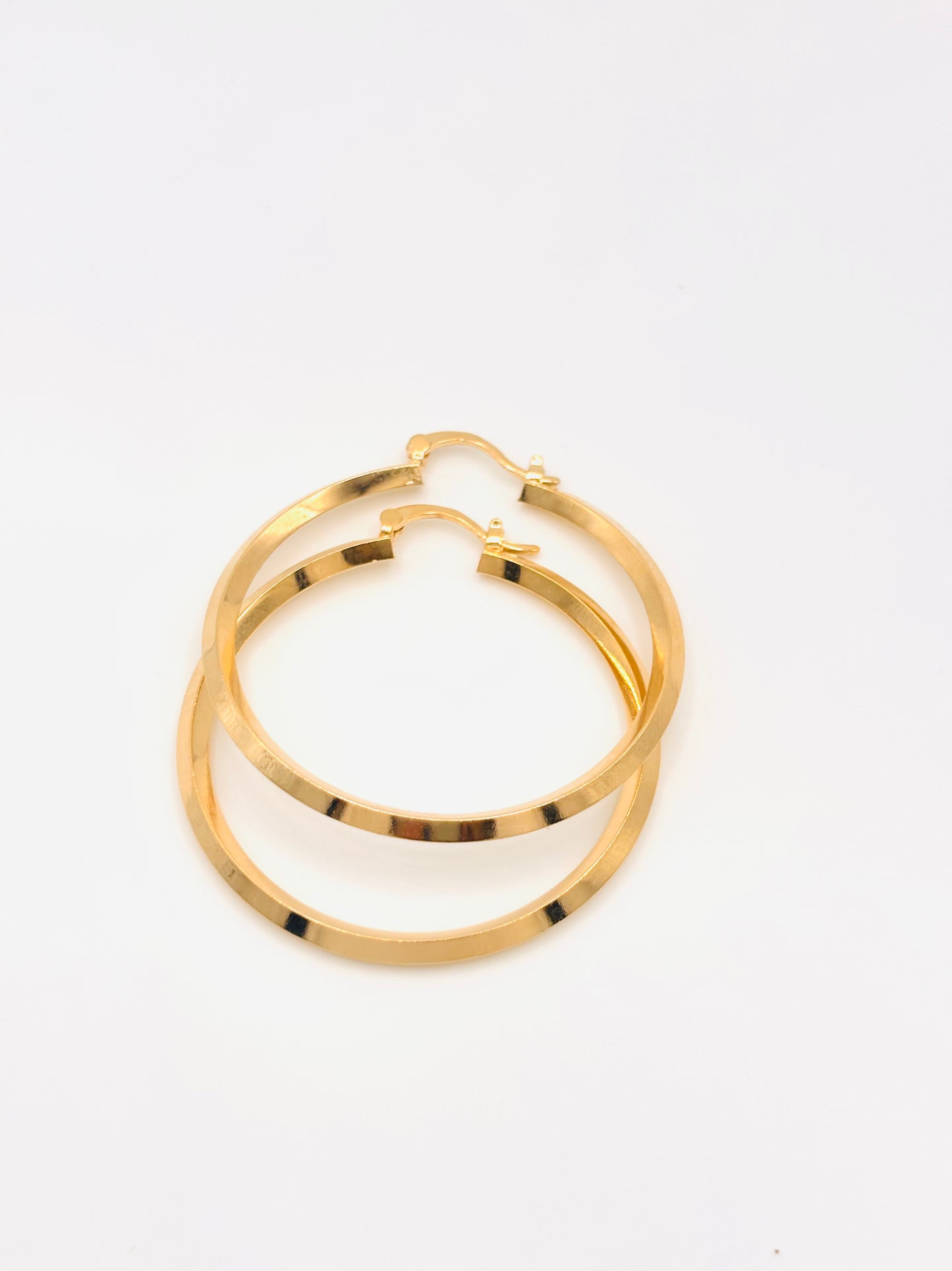 Boucles d'Oreilles Créoles 4 cm Contour Bombé Plaqué Or