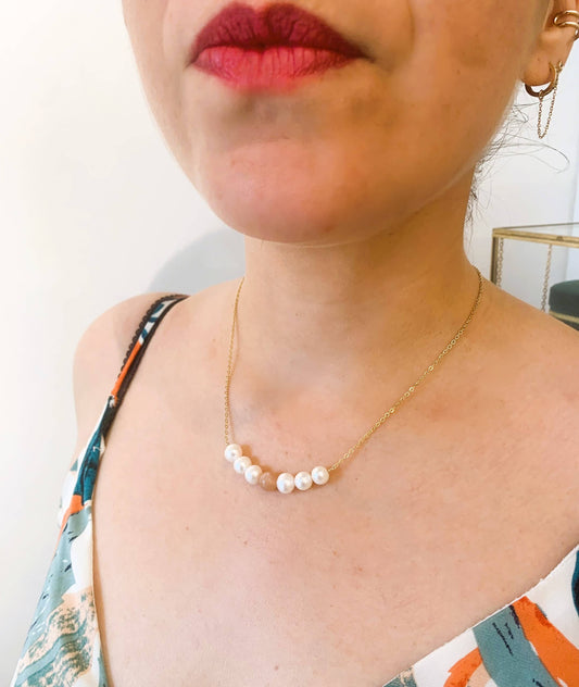 Collier de Dos 6 pierres vu de face