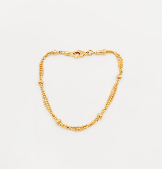 Bracelet 3 Chaines et Boules Plaqué Or