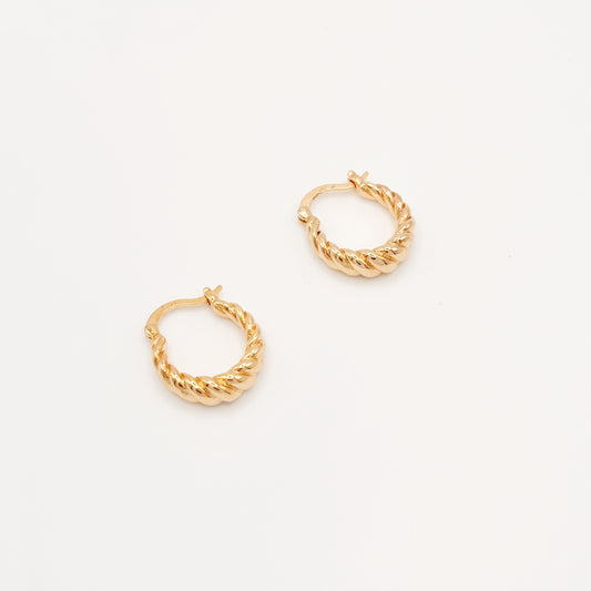Boucles d'Oreilles Créoles Croissant Plaqué Or