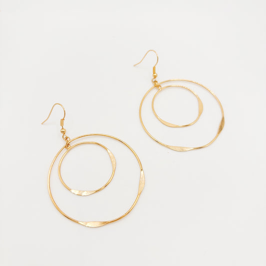 Boucles d'Oreilles Créoles 2 Cercles Plaqué Or