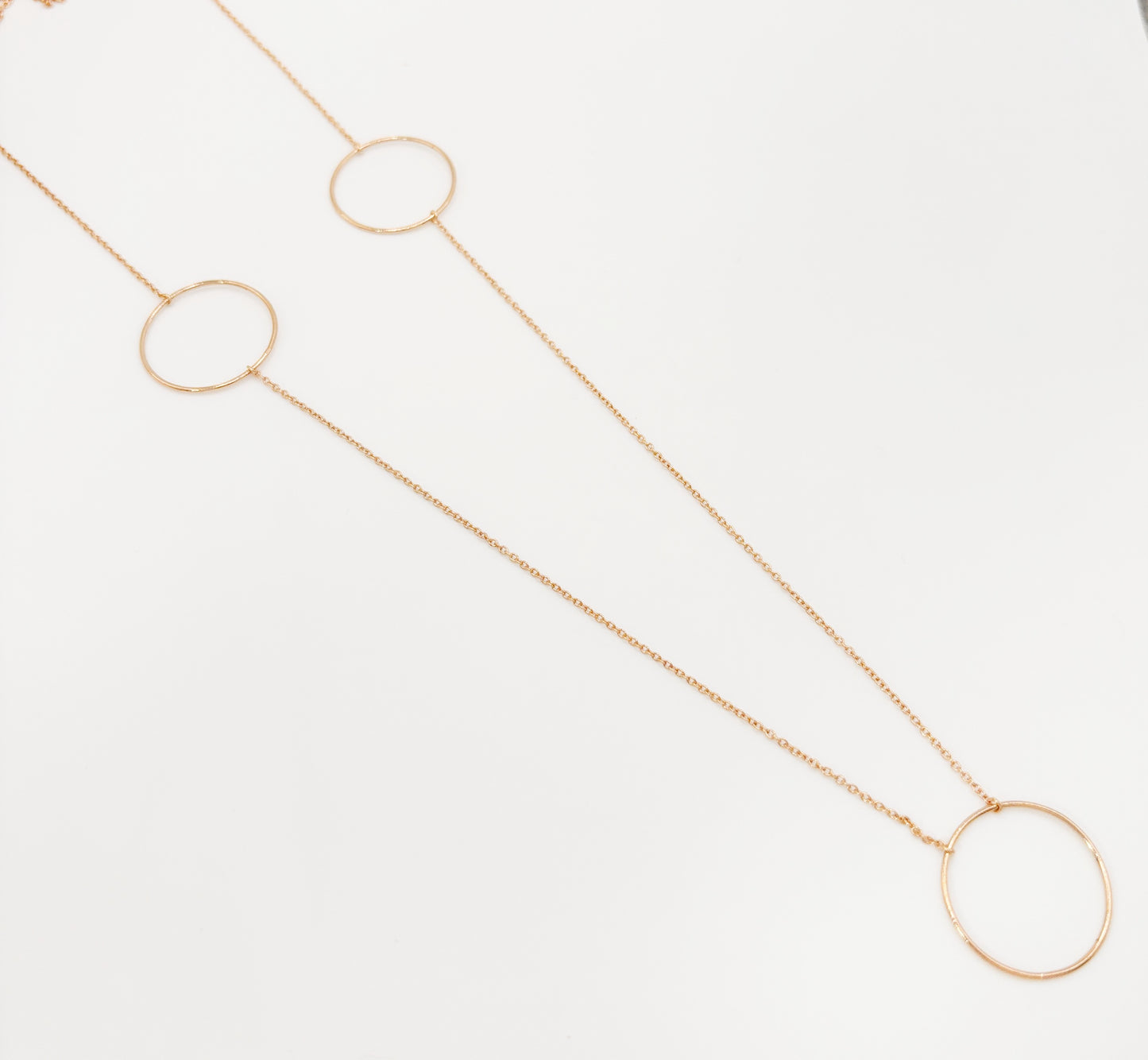 Collier Sautoir 3 Anneaux Plaqué Or