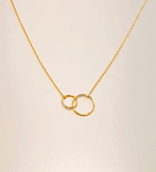 Collier 2 Cercles Entrelacés Plaqué Or
