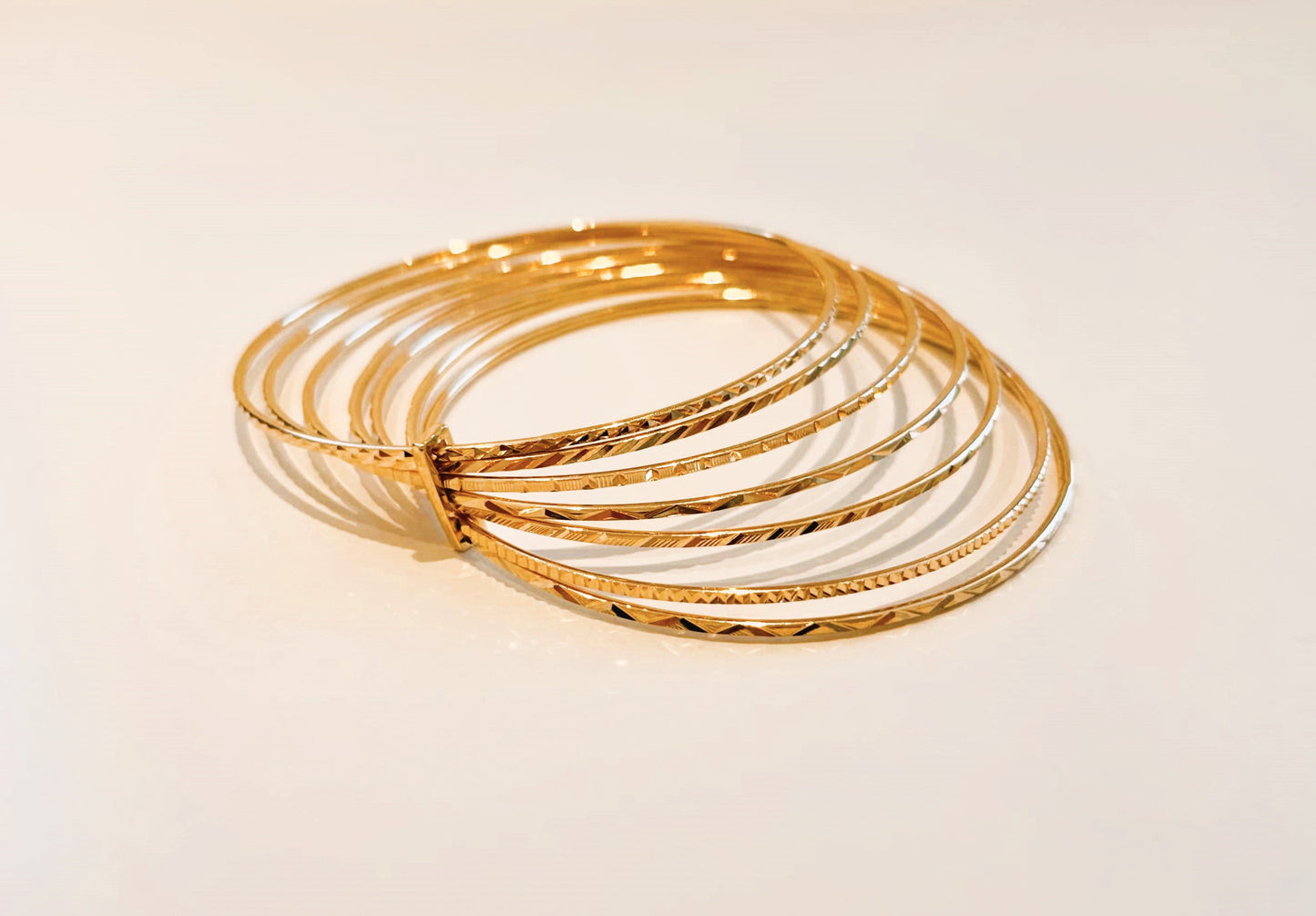 Bracelet Jonc 7 Anneaux Semainier Plaqué Or