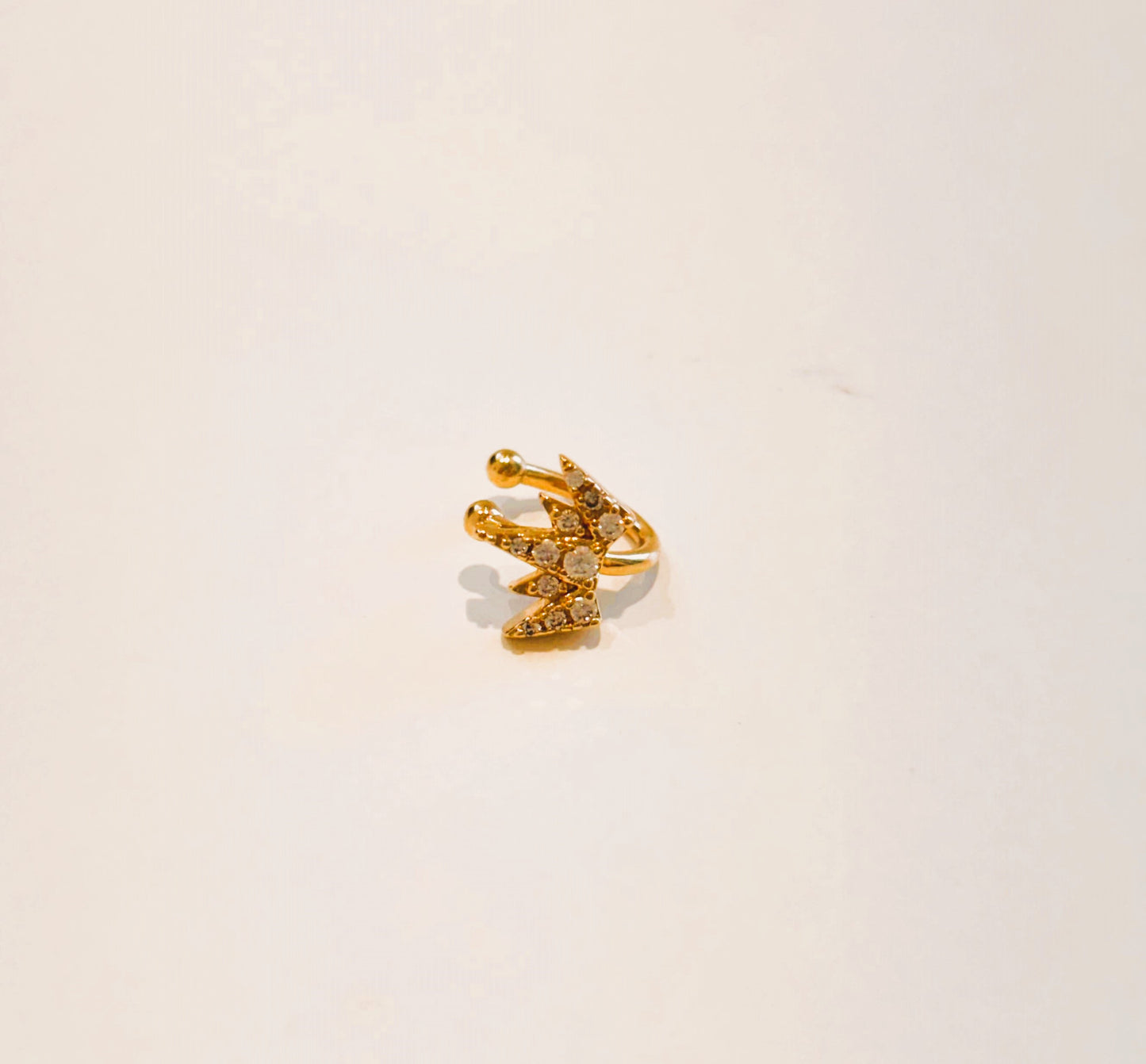 Bague d'Oreille Earcuff Couronne et Strass de face
