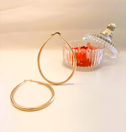 Boucles d'Oreilles Créoles Ovales Plaqué Or