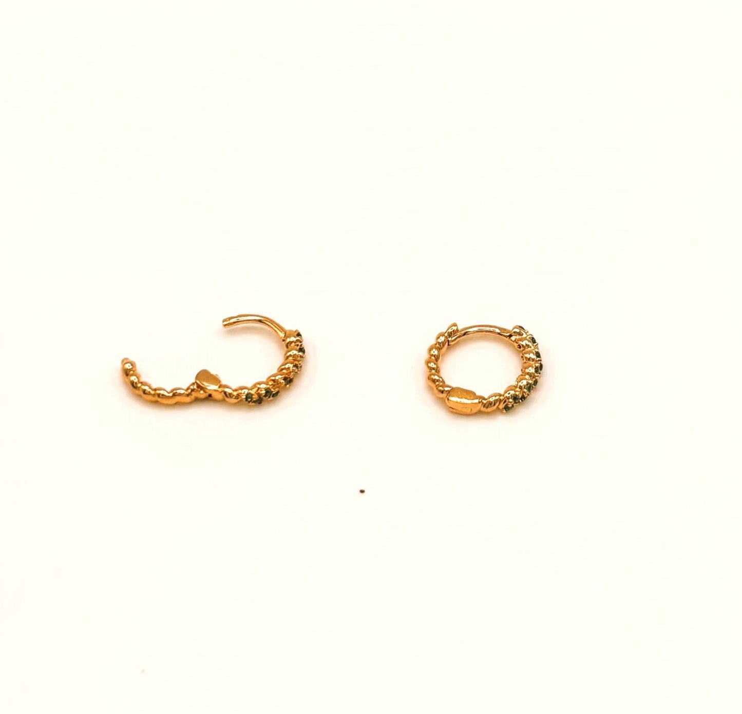 Boucles d'Oreilles Petites Créoles Strass Verts