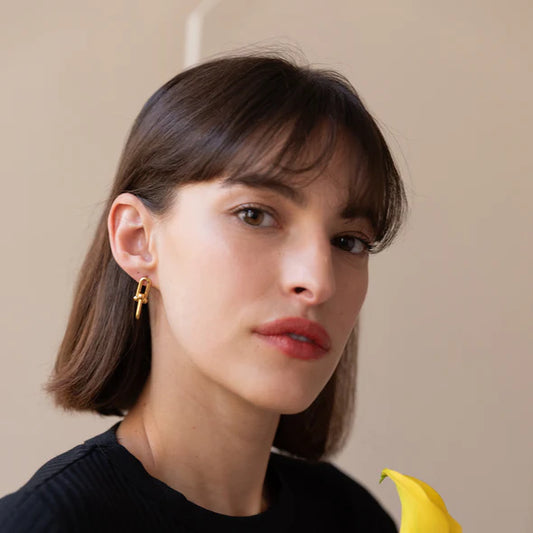 Boucles d'Oreilles 2 Mailles Anneaux Drées Porté