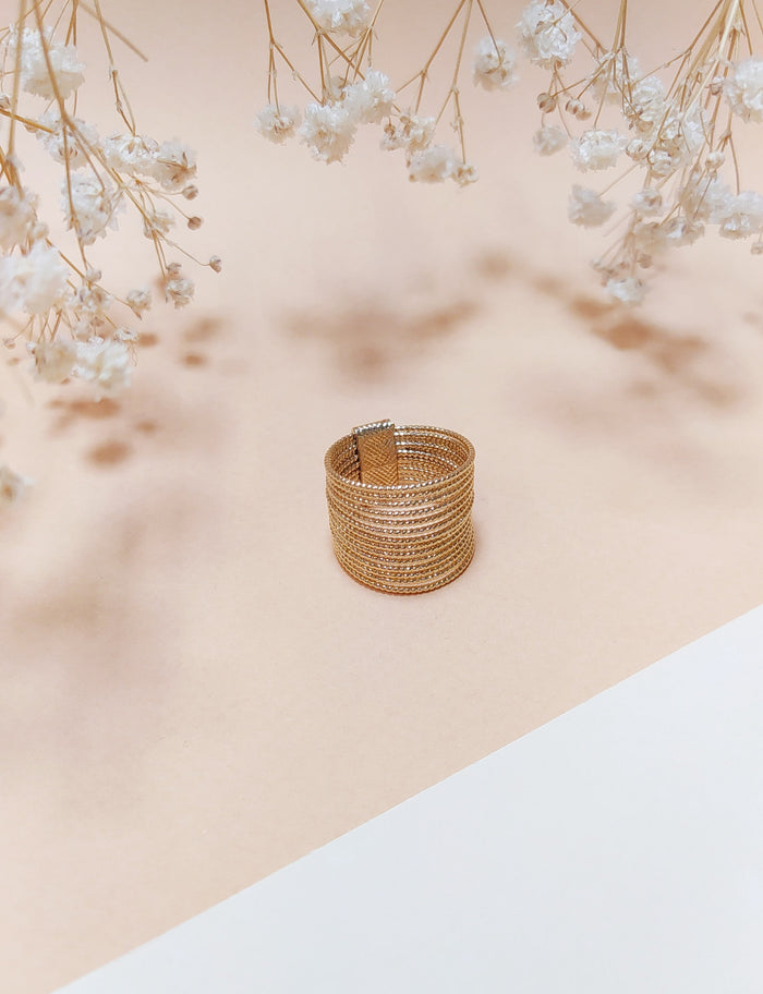 Bague Multi Anneaux Dorée vu de face