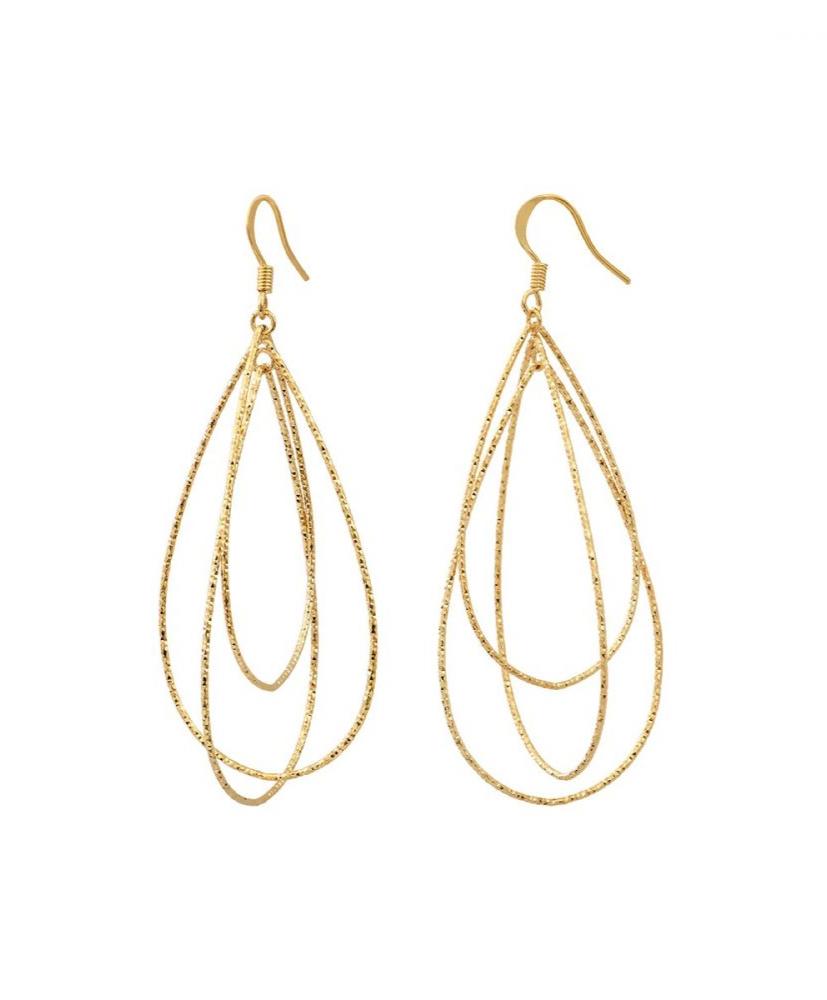 Boucles d'Oreilles 3 Anneaux Imbriqués 3D Dorées
