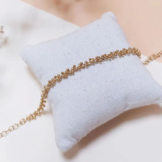 Bracelet Mailles et Grappe de Perles Doré