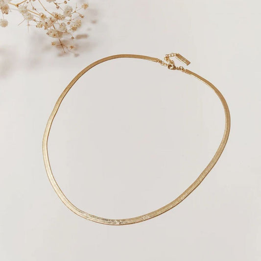 Collier Doré Maille Plate Large Serpent