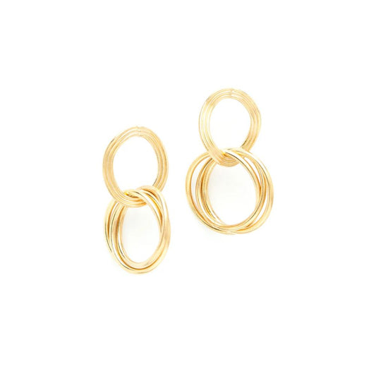Boucles d'Oreilles Triples Anneaux Entrelacés Dorés