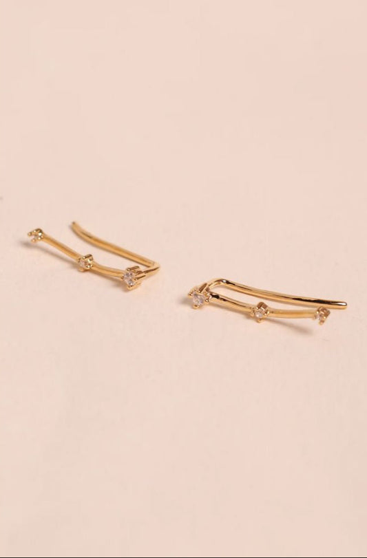 Boucles Montantes Contours d'Oreilles 3 Zircons Blancs