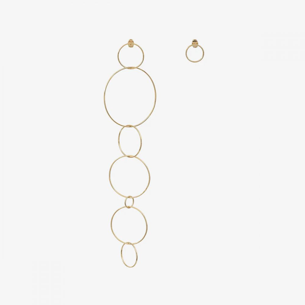Boucles d'Oreilles Pendantes Cercle Asymétrique Dorées