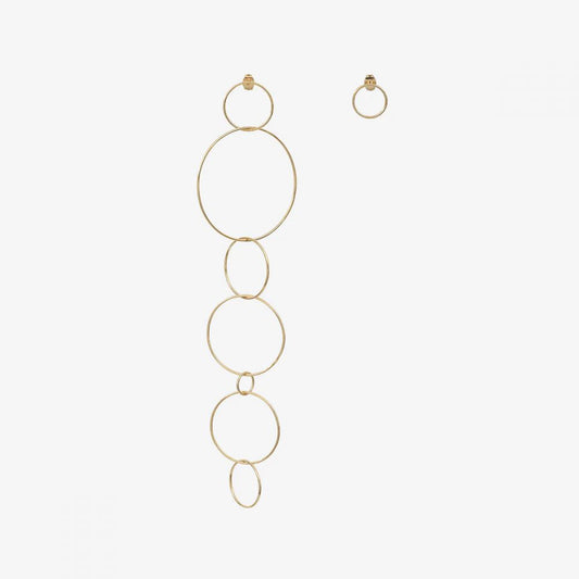 Boucles d'Oreilles Pendantes Cercle Asymétrique Dorées