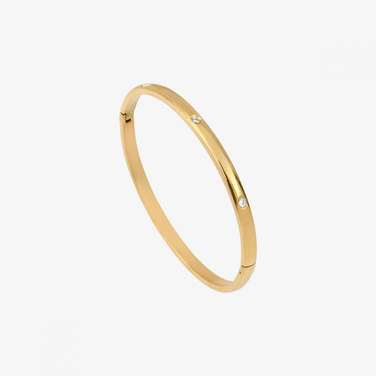 Bracelet Jonc Anneau Lisse et Zircons Blancs