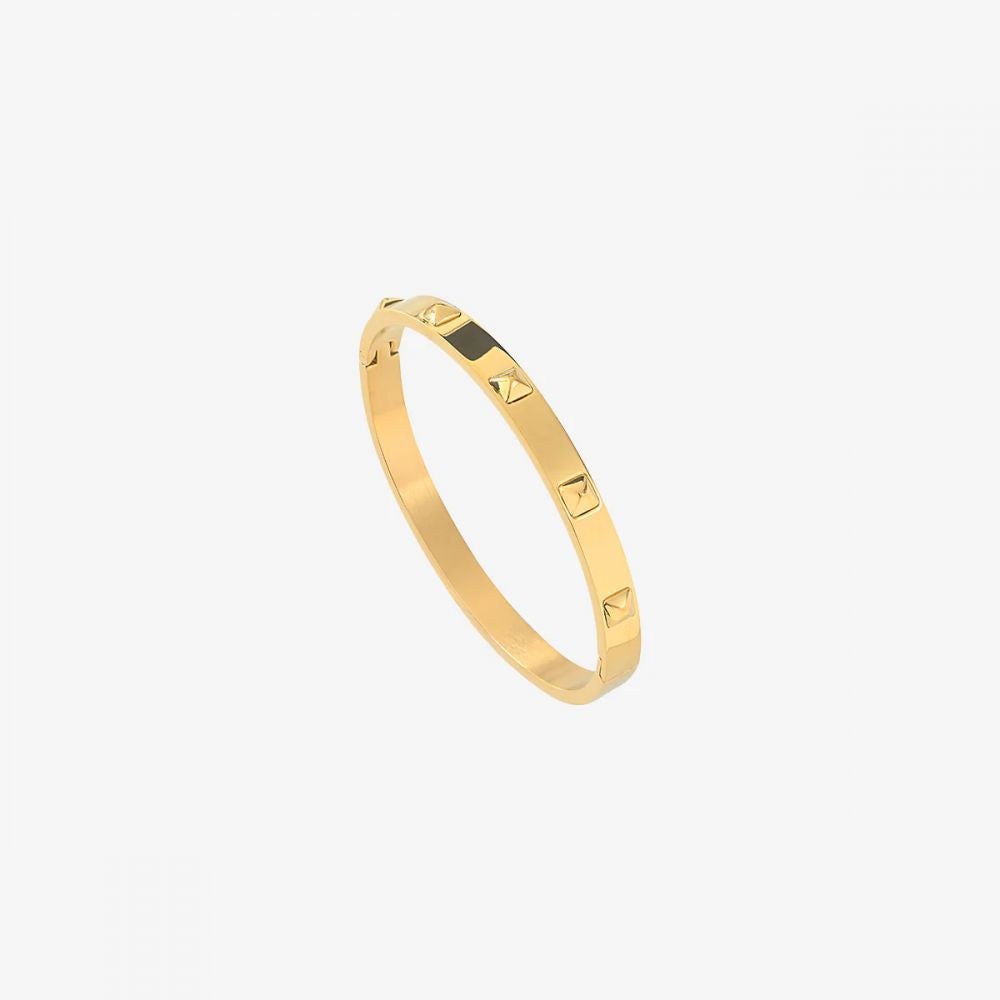 Bracelet Jonc Anneau Lisse et Clous Dorés