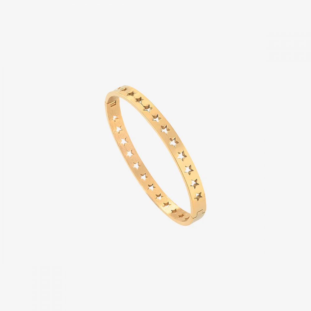 Bracelet Jonc Anneau Lisse et Etoiles
Dorés