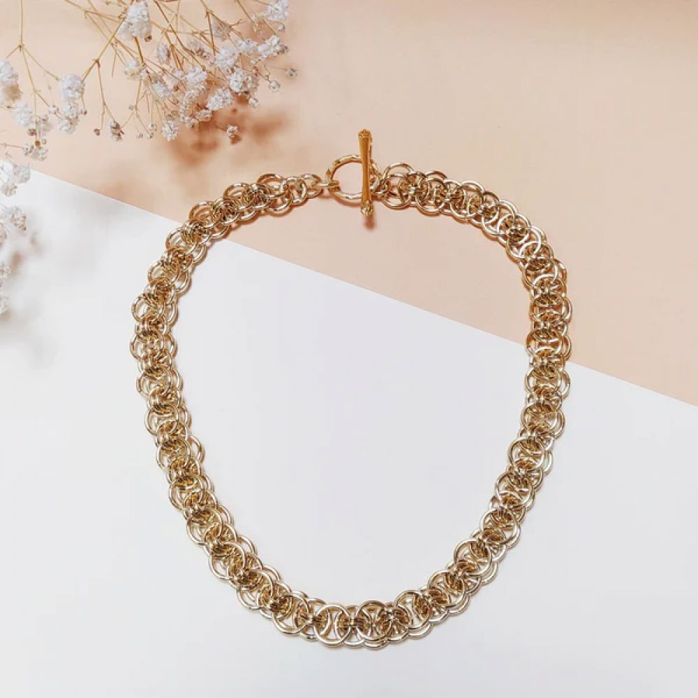 Collier Triples Mailles Epais Doré