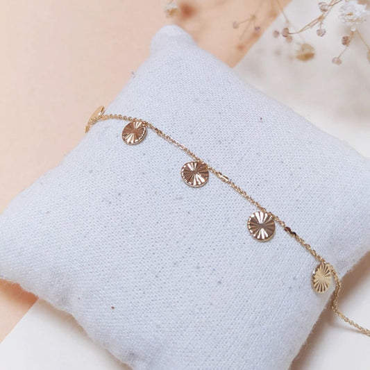 Bracelet Chaine Petits Ronds Gravure Soleil Doré